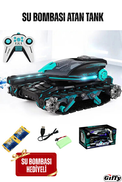 giffy Uzaktan Kumandalı Su Bombası Atan Tank Şarjlı Işıklı Sesli RC Akrobat S...