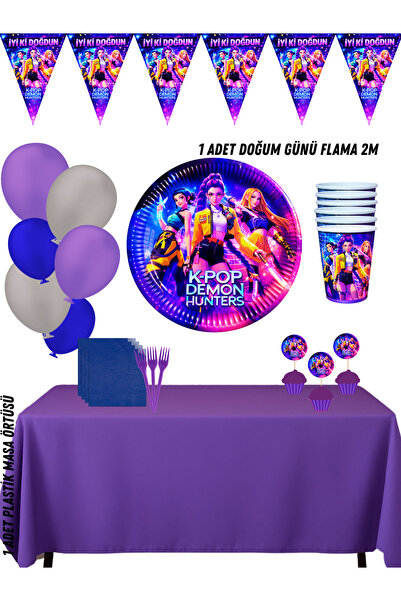 HAPPYLOOPPARTY Kpop K-Pop Demon Hunters Themed Birthday Party Decoration Set ...