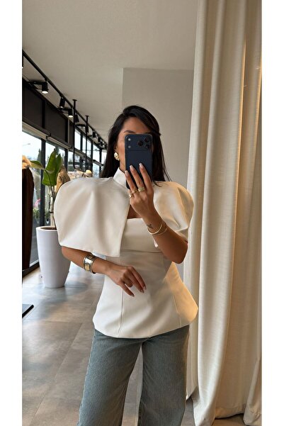 ALVOR Women's 2-Piece Set - Strapless Bustier and Cape Set with Shoulder Ruffles