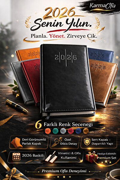 KarmaOfis Crni Premium Kožnog izgleda Agenda 14x20 cm – Tvrdi uvez, izvršni p...
