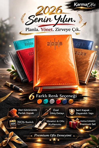 KarmaOfis Turuncu Premium Deri Görünümlü Ajanda 14x20 cm – 7 Renk Seçenekli S...