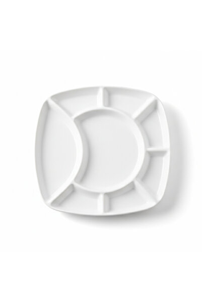 SHALLOW White Porcelain 24cm Compartment Serving Plate|Modern Snack & Appetiz...