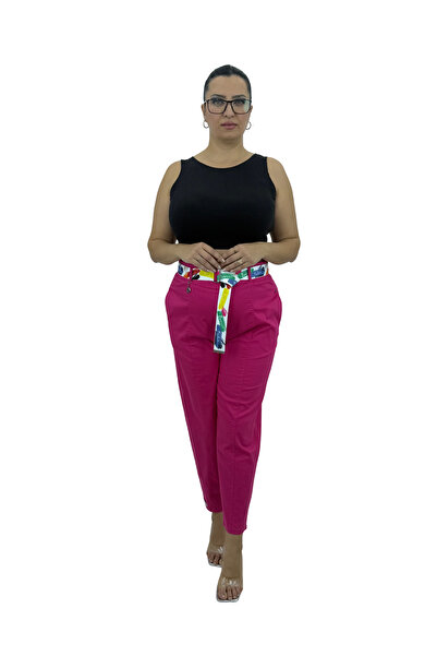 ZANESSI Plus Size Mom Belted High Waist Women's Pants