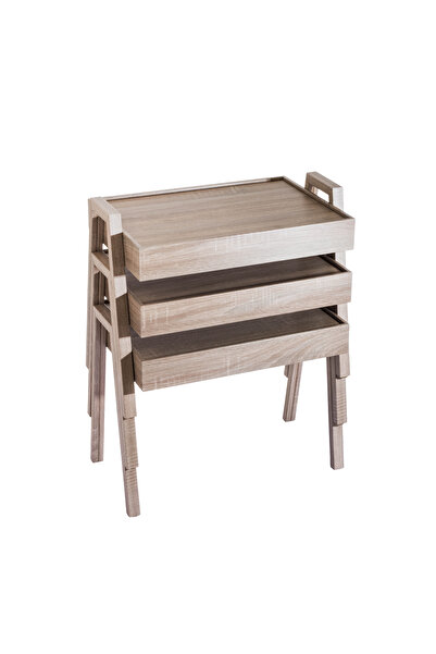 EVISTAR 3-piece table set made of high-quality Turkish wood with a modern design