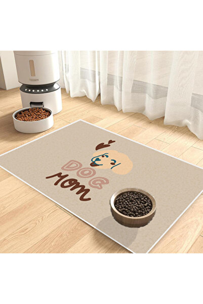 Harika bir ev Cat and Dog Food Mat Pet Feeding Mat (Dog Mom) Easy to Clean an...