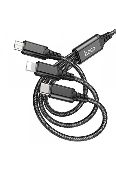 Hoco Cablu Incarcare USB-A - Lightning / microUSB / USB-C X76 3in1, 18W, 1m, ...