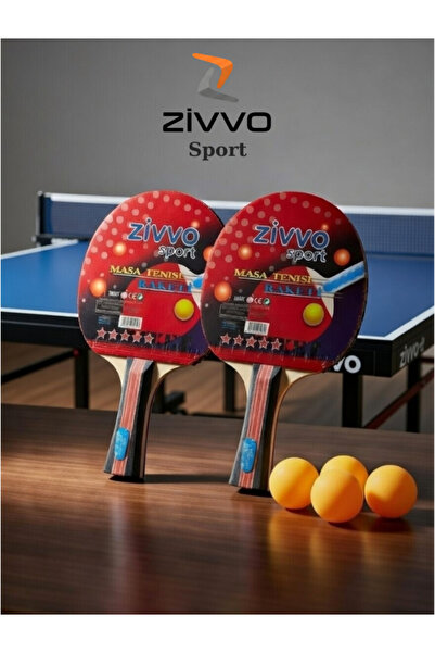Zivvo مجموعة مضارب تنس الطاولة 2 مضرب + 4 كرات، مجموعة بينج بونج بمقبض خشبي