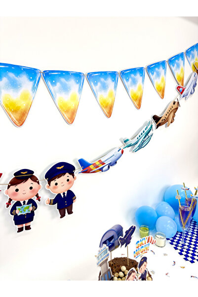 Flu Party لافتة مثلثة الشكل بتصميم طائرة - طابع طائرة