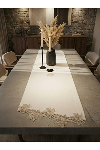 Valora Concept 9 Piece French Set of Lace Sycamore Pattern Linen Table Runner Placemat