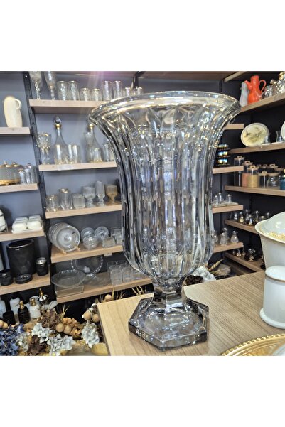 ERVA Ayaklı Bombeli Cam Vazo GÜMÜŞ 28x18 Cm