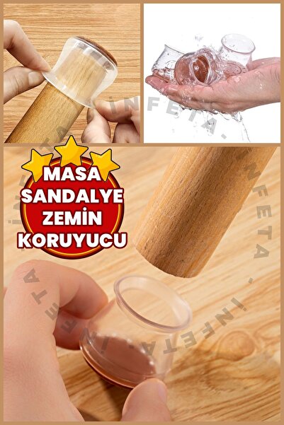 İnfeta 1 Adet Şeffaf Silikon Masa Sandalye Zemin Koruyucu Kaydırmaz Zemin Par...