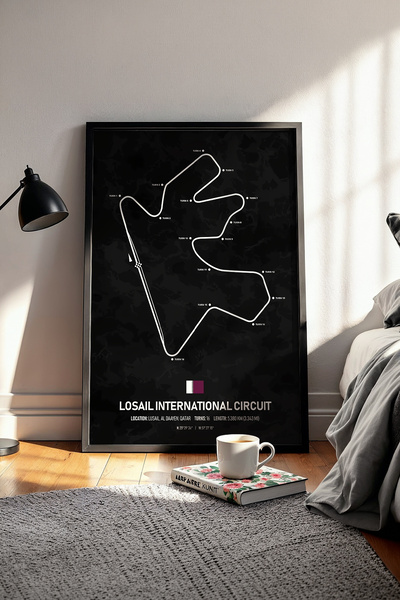 gxe.art Slika u drvenom okviru staze Losail F1 – Dekorativni poster za GP Katara