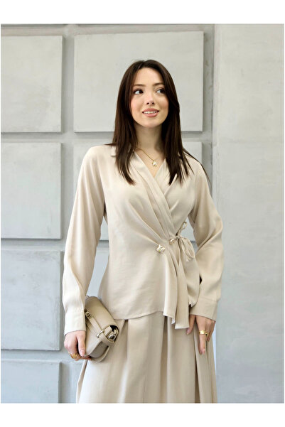 Coral Buttoned Double Breasted Blouse 2243 Stone