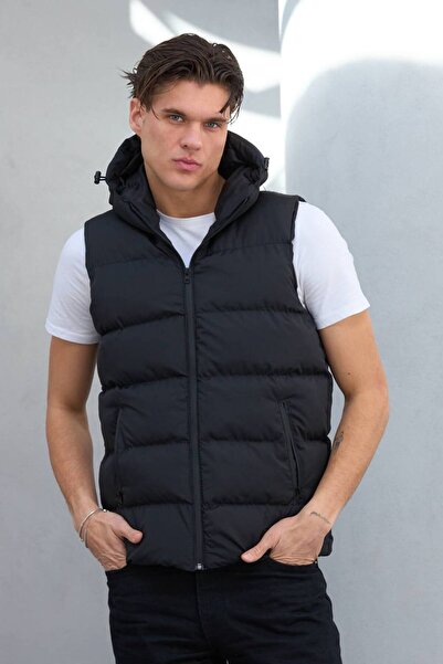 S&M CLOTHİNG New Season Hooded Waterproof Inflatable Vest