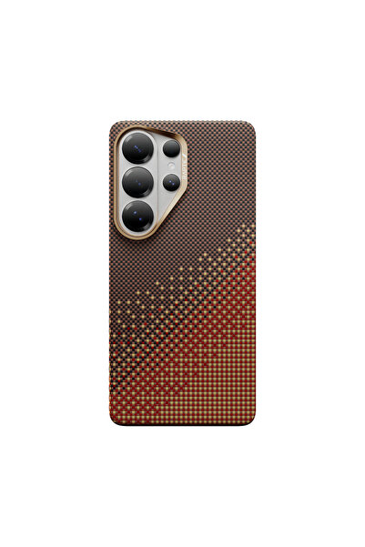 Galaxy S26 Ultra Uyumlu Kılıf M-safe Şarj Özellikli Aramid Skin Serisi Kapak Kahverengi