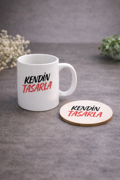 Personalized Mug and Round Wood Coaster Set – Design Yourself Gift