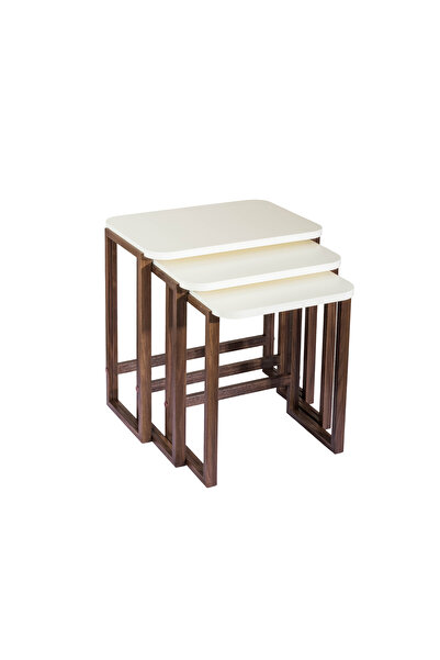 EVISTAR 3-piece table set made of high-quality Turkish wood with a modern design