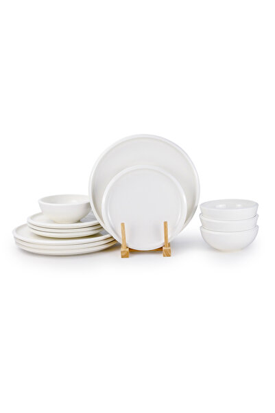 Cuisine Art EMME 12-Pc Bone China Dinnerware Set - White |Perfect for 6 Peopl...