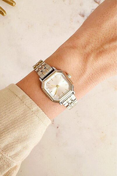 OQQO Thane Cornered Dial Gold Silver Cord Women's Wristwatch