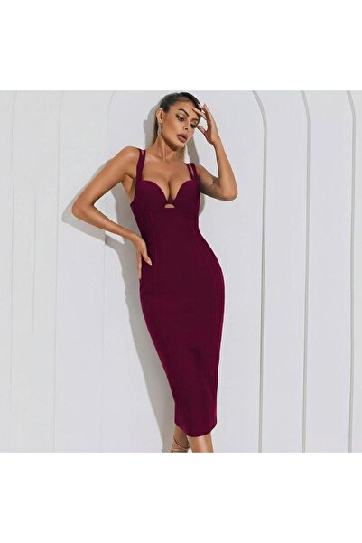 Modafeminen Μωβ φόρεμα μίντι με τιράντες 582124