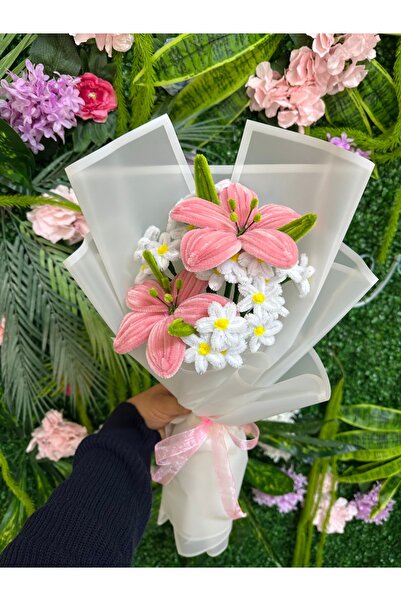 Meritay Botanik Soft Pembe Lilyum & Papatya Çiçek Aranjmanı