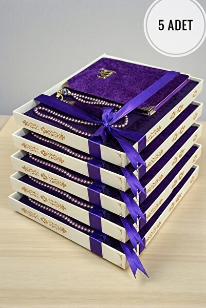 AYHANHOME 5 Adet Hediyelik, Çeyizlik, Mevlütlük, Bohçalık 3'lü Flamlı Namaz Ö...
