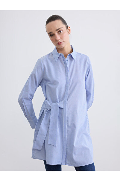 LC Waikiki New Season Deals from Güli̇s Gym Women's Blue Striped Shirt Tunic