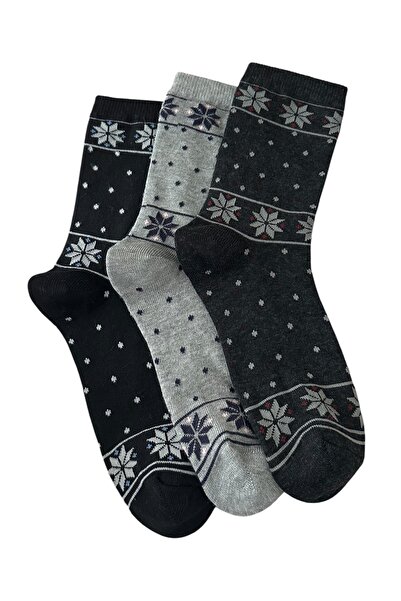 3 Pairs Multicolor Patterned Women's Socket Socks High Quality Comfortable Cotton