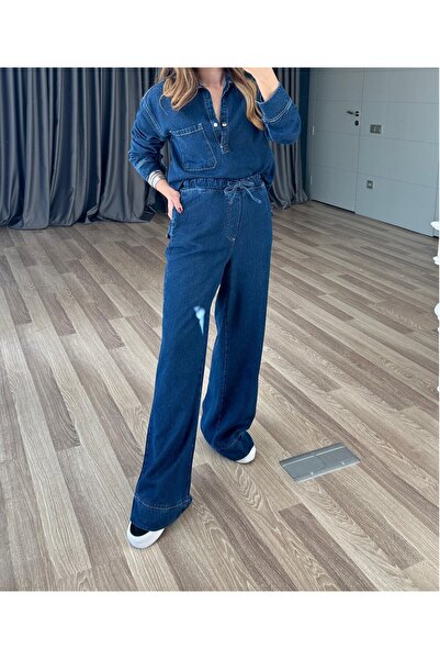 Telablanka Lower Top Denim Set with Slit Detail