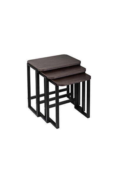 EVISTAR 3-piece table set made of high-quality Turkish wood with a modern design