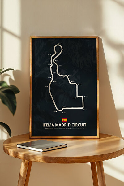 gxe.art Madrid F1 Track Wooden Framed Art Print – Madrid Gp Racing Poster