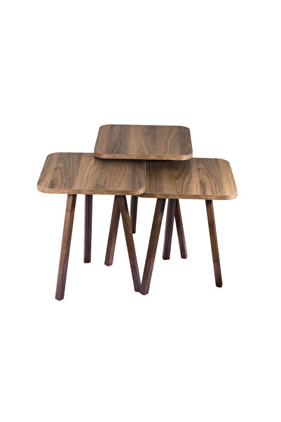 EVISTAR 3-piece square table set made of high-quality Turkish wood with a mod...