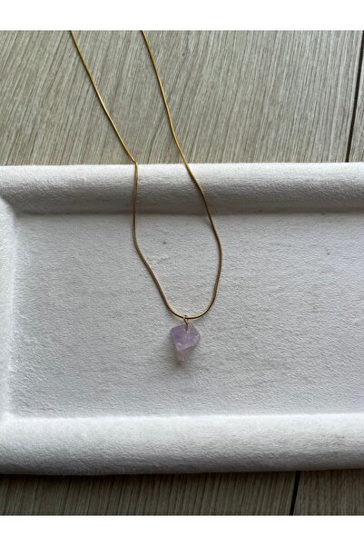 Pel Design Raw Amethyst Stone Steel Snake Necklace Handcrafted