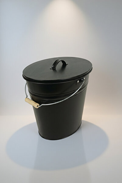 Desen Dekorasyon 14 Litre Kapaklı Metal Elips Saklama Kabı ve Dekoratif Kova