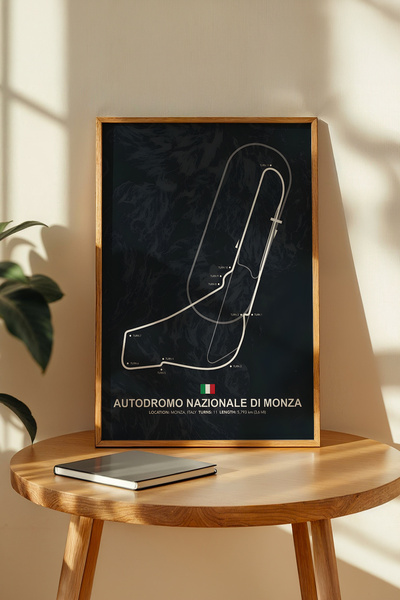gxe.art Slika u drvenom okviru staze Monza F1 – poster trkačke staze GP Italije