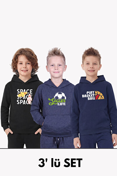 YA KO KİDS Set de 3 piese pentru băieți, cu imprimeu cangur și detaliu cu glugă