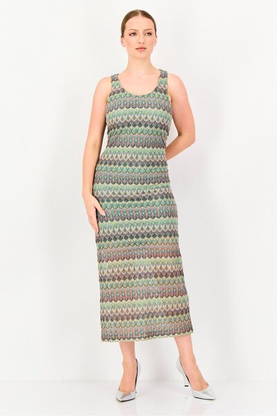 PROMOD Women Textured Maxi Dress, Malticolor