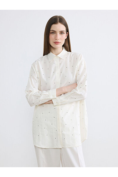 LC Waikiki Ecru Stone Oversized Women's Shirt Tunic