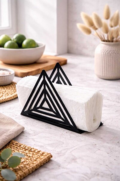 LAZORİAE Modern Triangular Metal Napkin Holder – Decorative Desktop Napkin St...