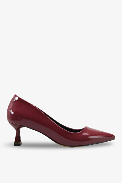 İNNABUTİKK Fasla Women's Heeled Pointed Toe Shoes - Burgundy Patent Leather