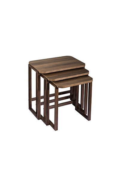 EVISTAR 3-piece table set made of high-quality Turkish wood with a modern design
