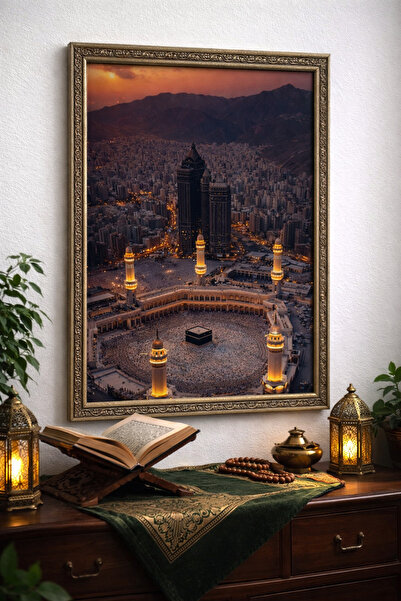 BuzzDesigns Kabe-i Şerif Mekke Manzarası Duvar Tablosu (Çerçeveli)