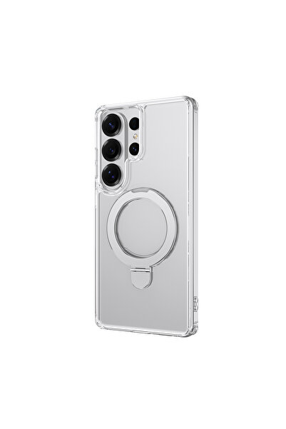 Raptic Galaxy S26 Ultra Kılıf M-safe Uyumlu Air Stand Serisi Buzlu Transparan Standlı Kapak Şeffaf
