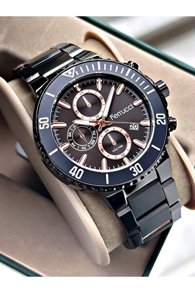 Ferrucci Men's Wristwatch with Calendar Steel Cord 3 Atm Water Resistance Ori...