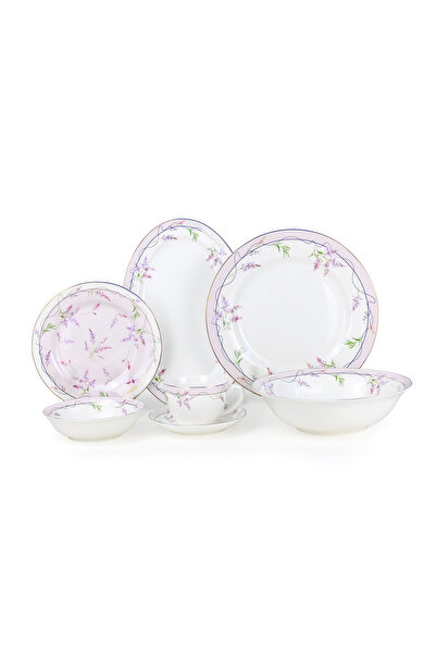 SHALLOW EIRA 32Pc Bone China Dinner Set, White, Pastel Floral Print|Perfect f...