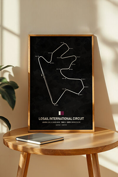 gxe.art Losail F1 Track Wooden Framed Art Print – Qatar Gp Decor Poster