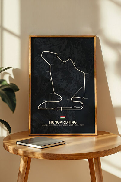 gxe.art Hungaroring F1 Track Wooden Framed Art Print – Hungary Gp Poster