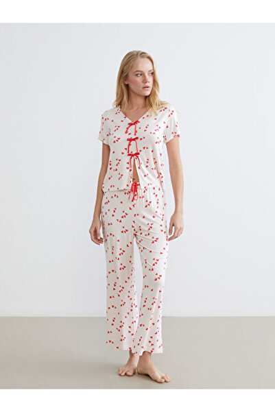 LC Waikiki Rmz Gi̇yi̇m Farkiyla Tie-Dye Detailed Heart Printed Women's Pajama...