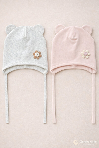 greenmoss 100% Cotton Daisy Figured Baby 2-Piece Beanie