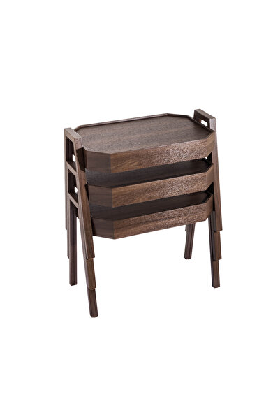 EVISTAR 3-piece table set made of high-quality Turkish wood with a modern design